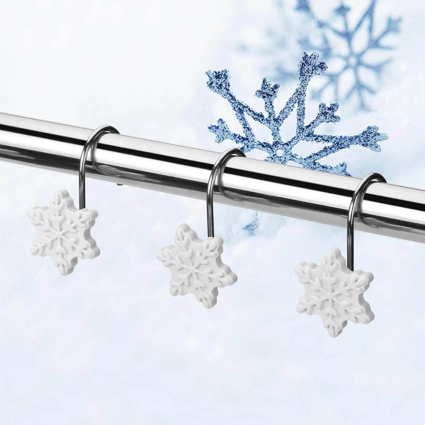 12-teiliges Set: Duschvorhang-Haken für Weihnachten, rostfrei