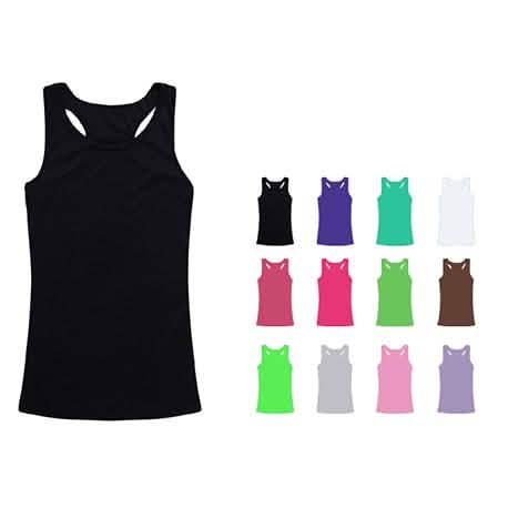 12 Stück: Damen Geripptes Racerback-Fitness-Yoga-Tanktop ohne Ärmel