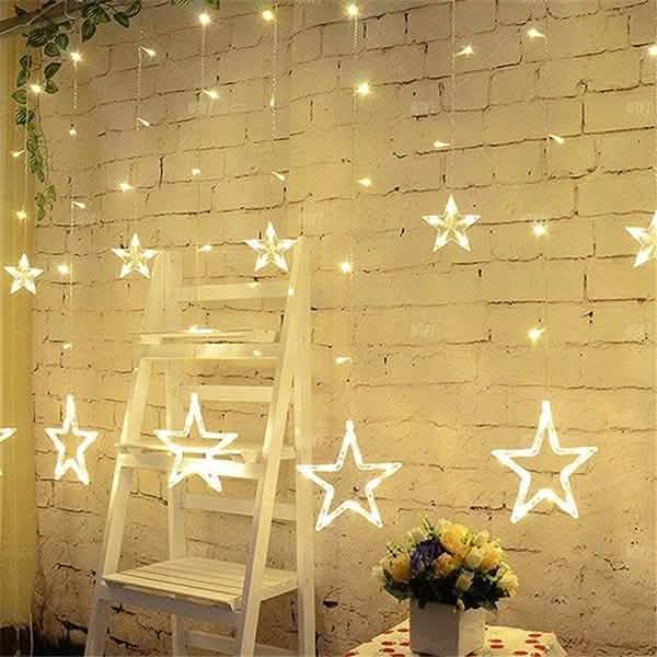 12 Sterne 138 LED Lichterkette Vorhang
