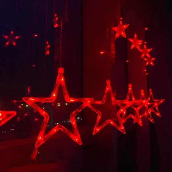 12 Sterne 138 LED Lichterkette Vorhang