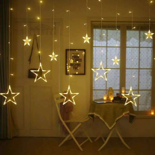 12 Sterne 138 LED Lichterkette Vorhang