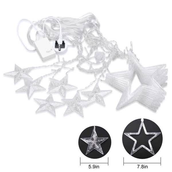 12 Sterne 138 LED Lichterkette Vorhang