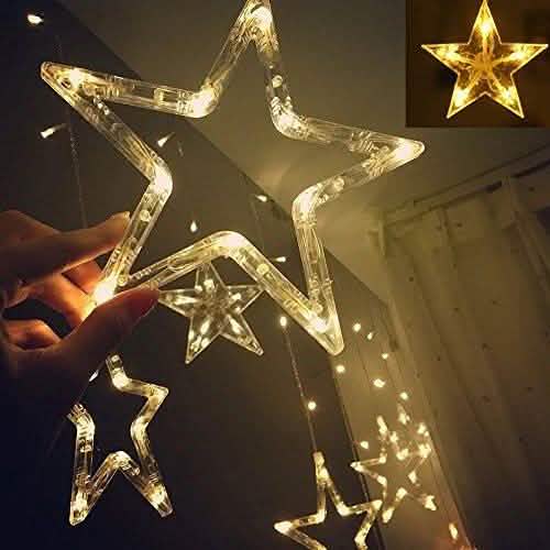 12 Sterne 138 LED Lichterkette Vorhang