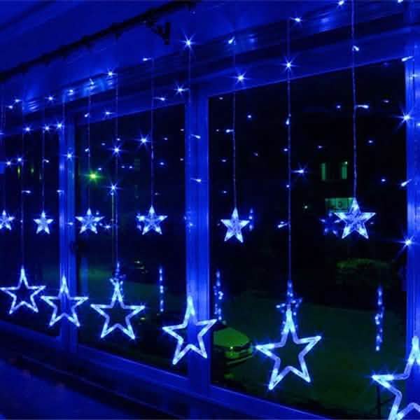 12 Sterne 138 LED Lichterkette Vorhang