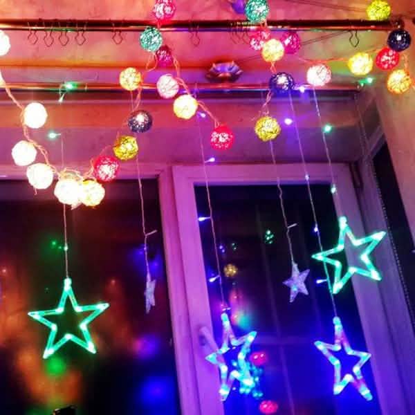 12 Sterne 138 LED Lichterkette Vorhang