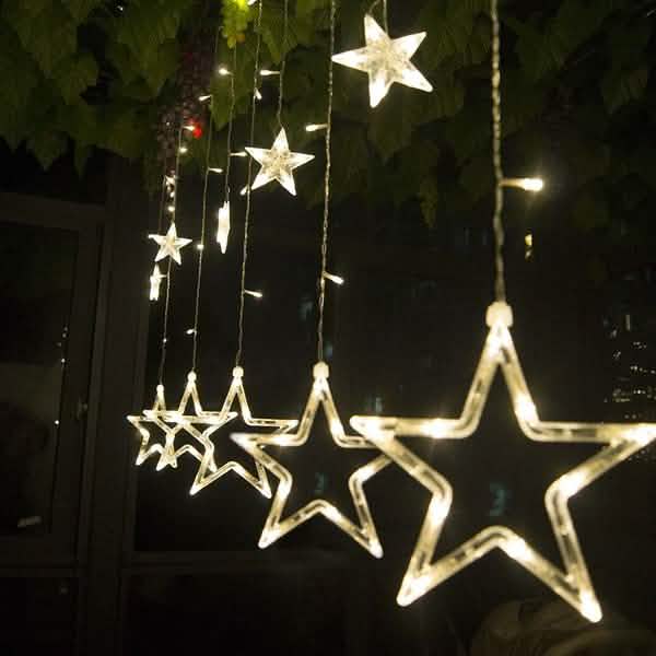 12 Sterne 138 LED Lichterkette Vorhang