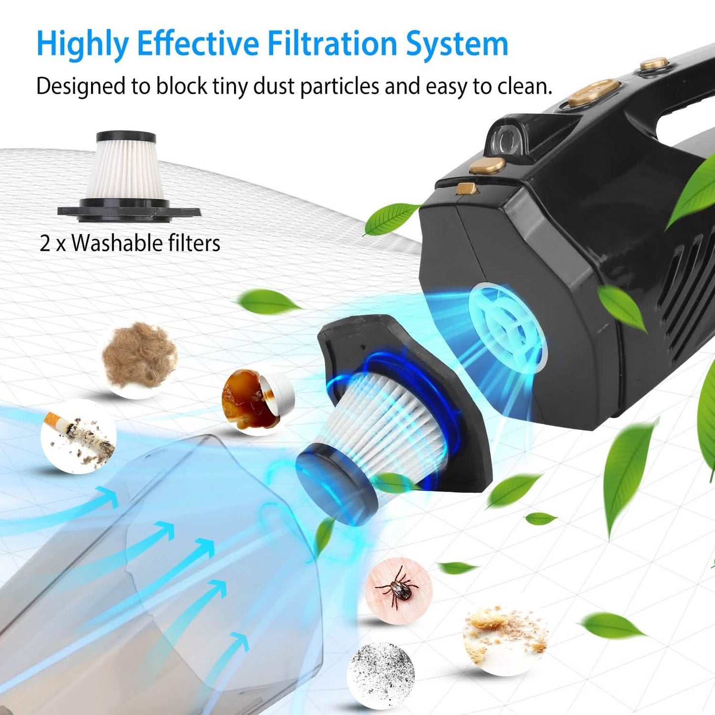 120W 8000PA Handstaubsauger kabellos für Auto mit Zubehörkit