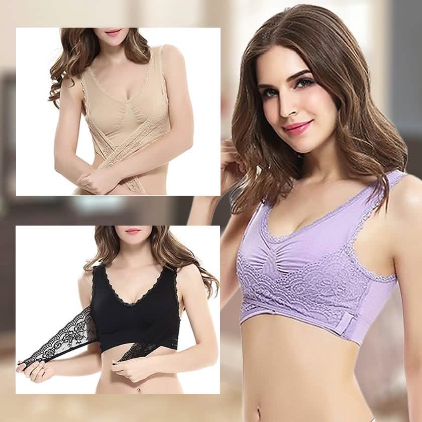 3er-Pack: Blickdichte BHs mit floraler Spitze