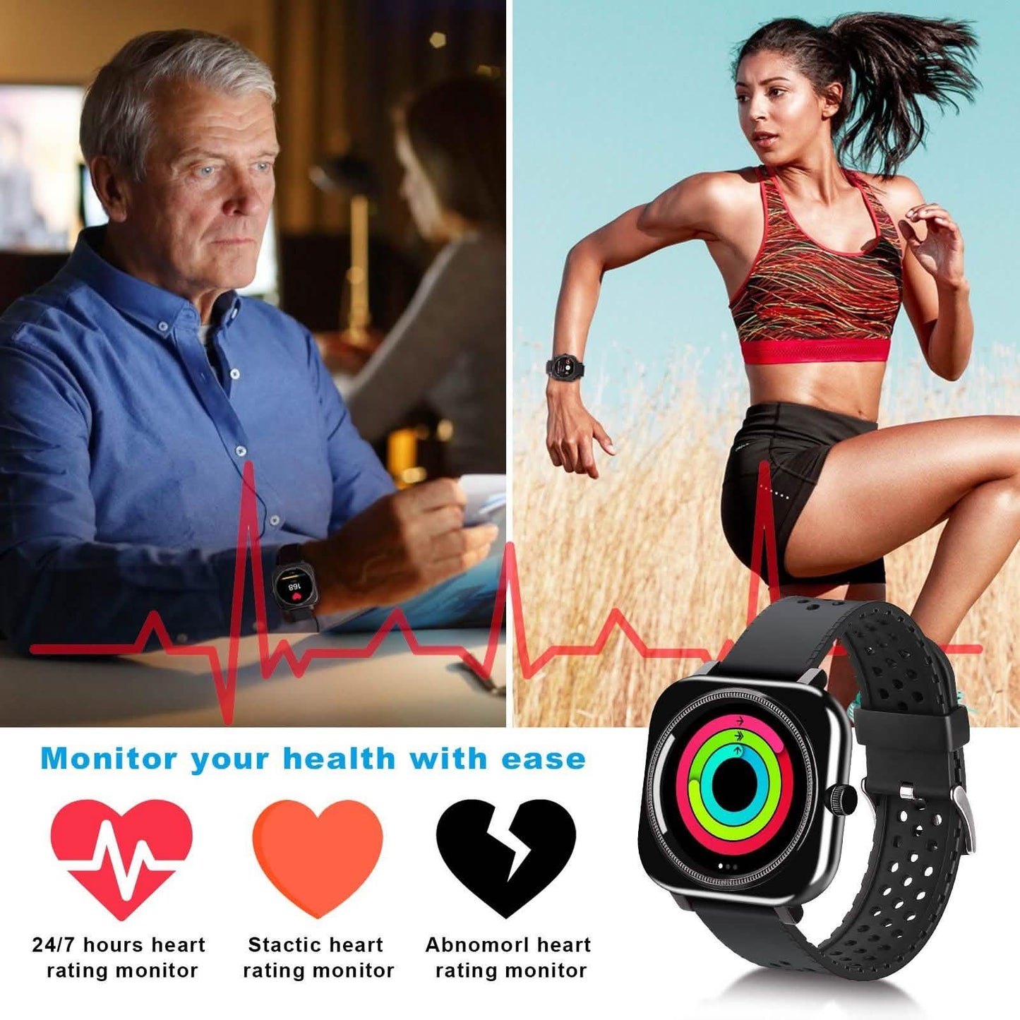 1,28 Zoll Touchscreen Smartwatch Freisprech-Bluetooth Sport-Fitness-Tracker
