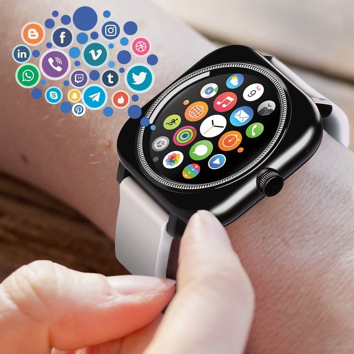 1,28 Zoll Touchscreen Smartwatch Freisprech-Bluetooth Sport-Fitness-Tracker
