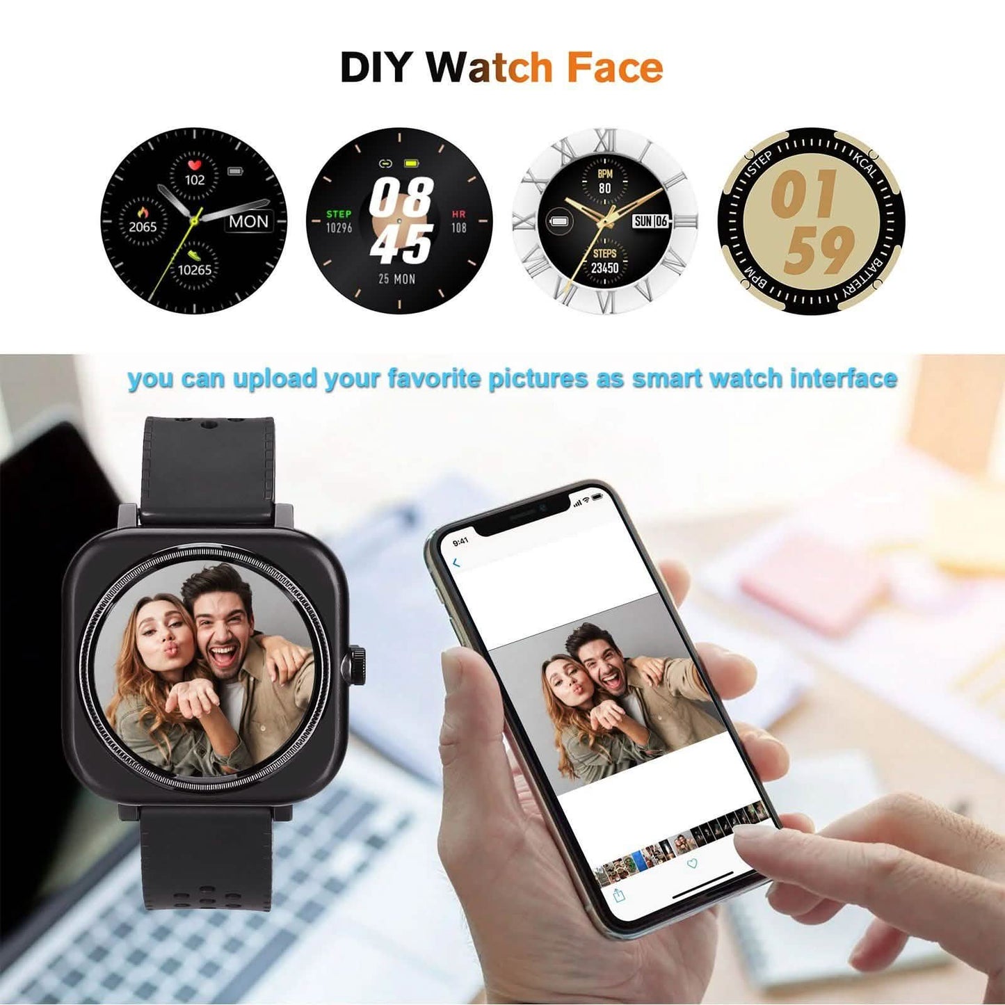 1,28 Zoll Touchscreen Smartwatch Freisprech-Bluetooth Sport-Fitness-Tracker