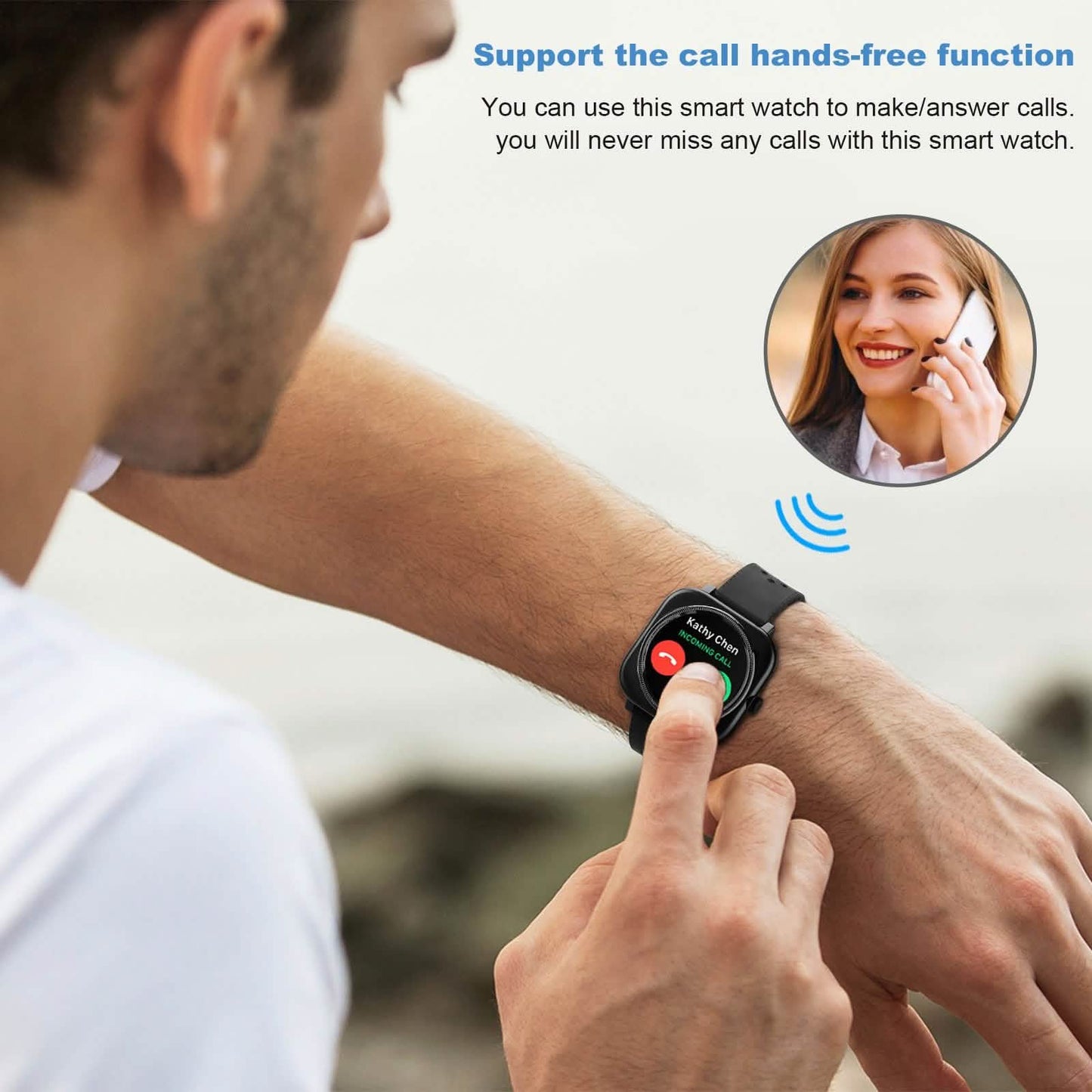 1,28 Zoll Touchscreen Smartwatch Freisprech-Bluetooth Sport-Fitness-Tracker