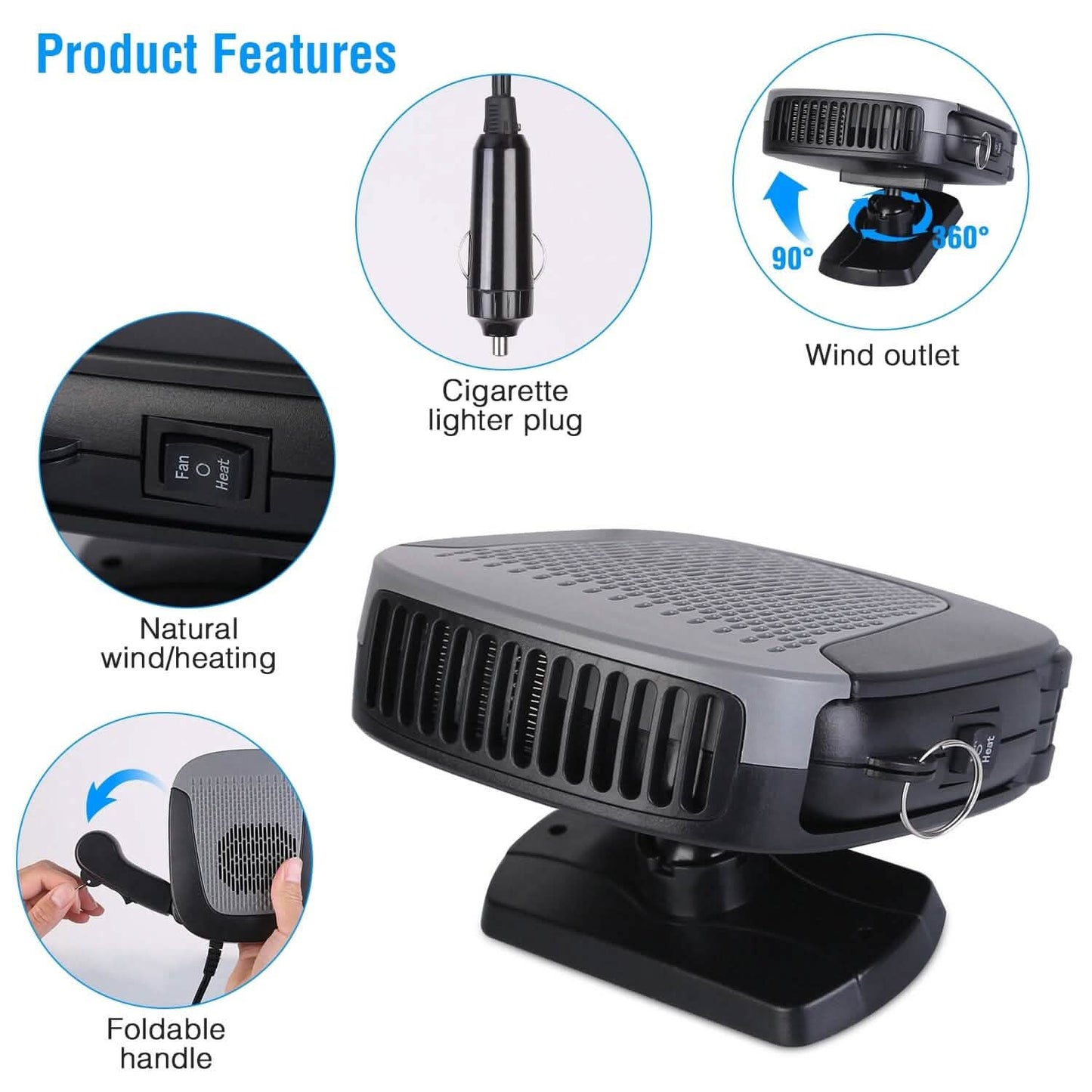 12V 150W Tragbarer Autoheizlüfter