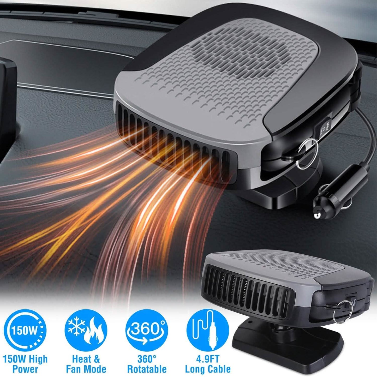 12V 150W Tragbarer Autoheizlüfter