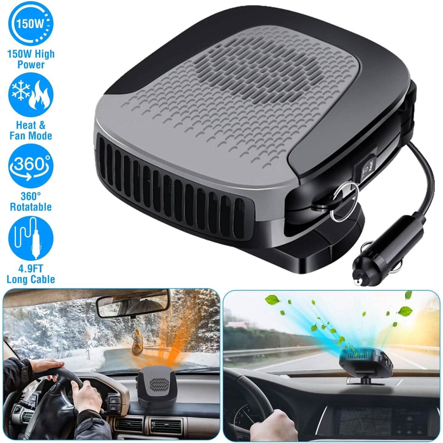 12V 150W Tragbarer Autoheizlüfter