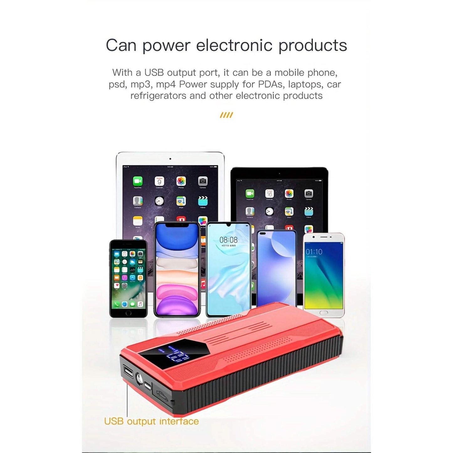 Ultraportabler 12V Starthilfen-Powerbank für Autobatterien mit fortschrittlicher Smart-Klemme und intuitiver LCD-Anzeige