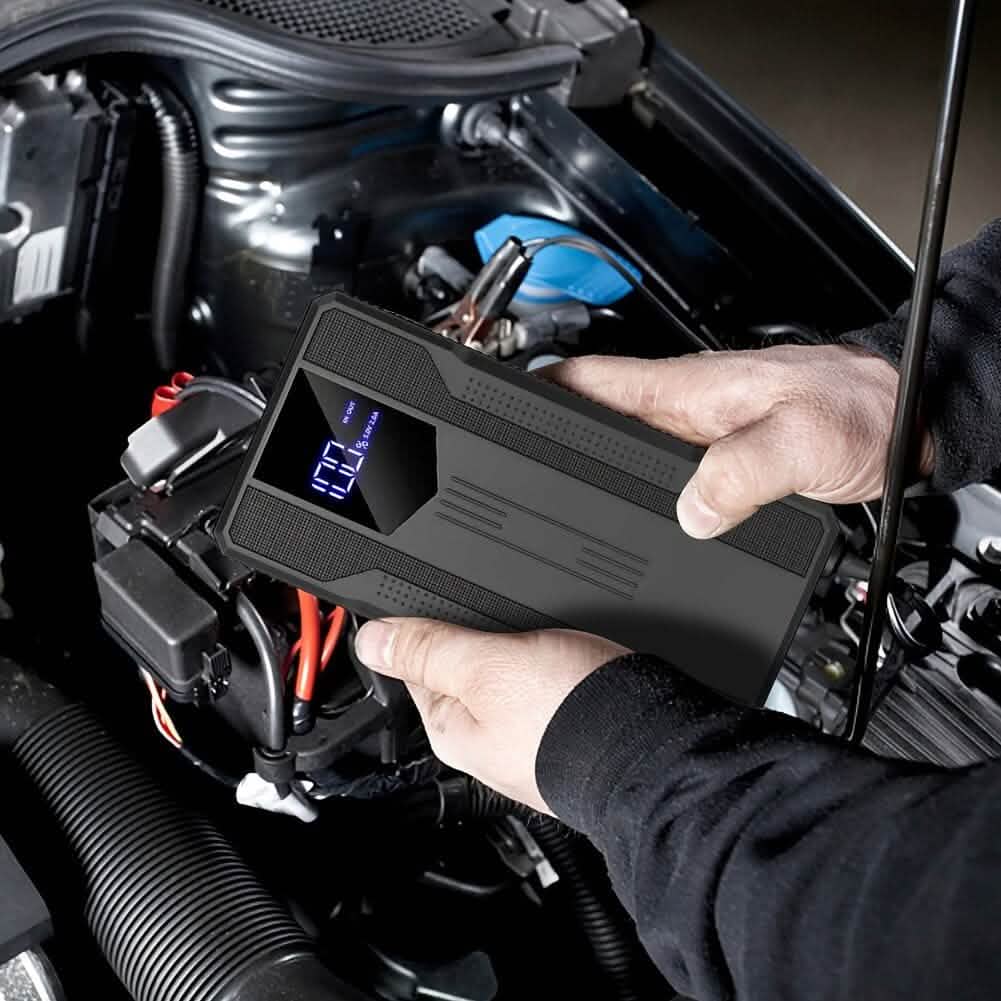 Ultraportabler 12V Starthilfen-Powerbank für Autobatterien mit fortschrittlicher Smart-Klemme und intuitiver LCD-Anzeige