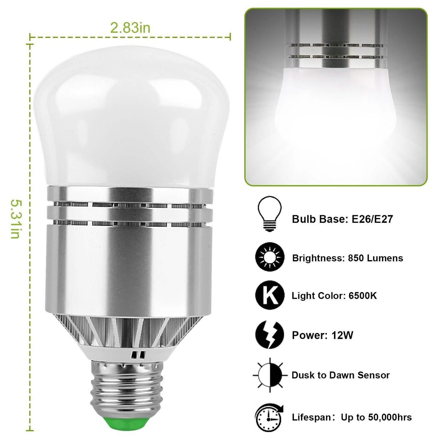 12W Leuchtkugeln mit Lichtsensor (Dämmerung)