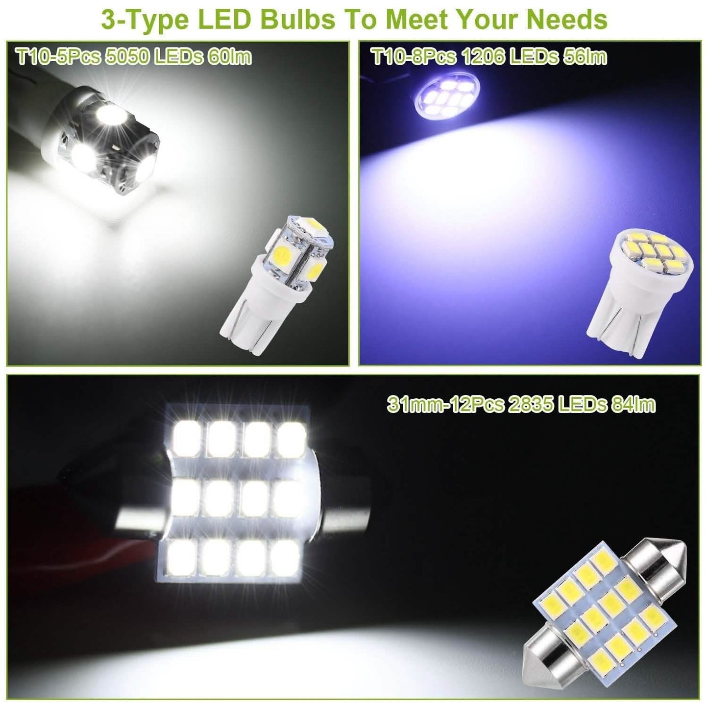 13er-Set: T10 31mm Festoon LED-Lampe