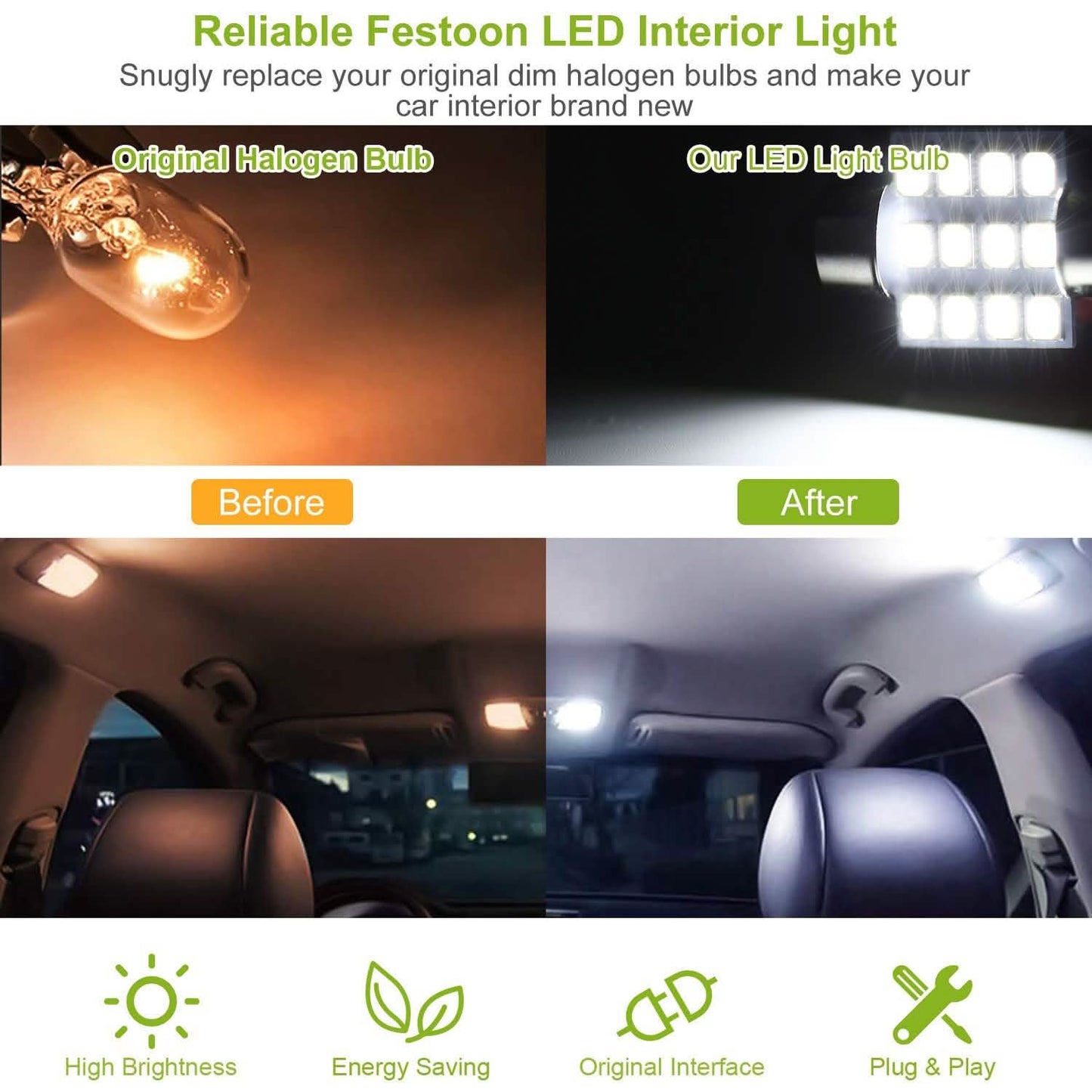 13er-Set: T10 31mm Festoon LED-Lampe