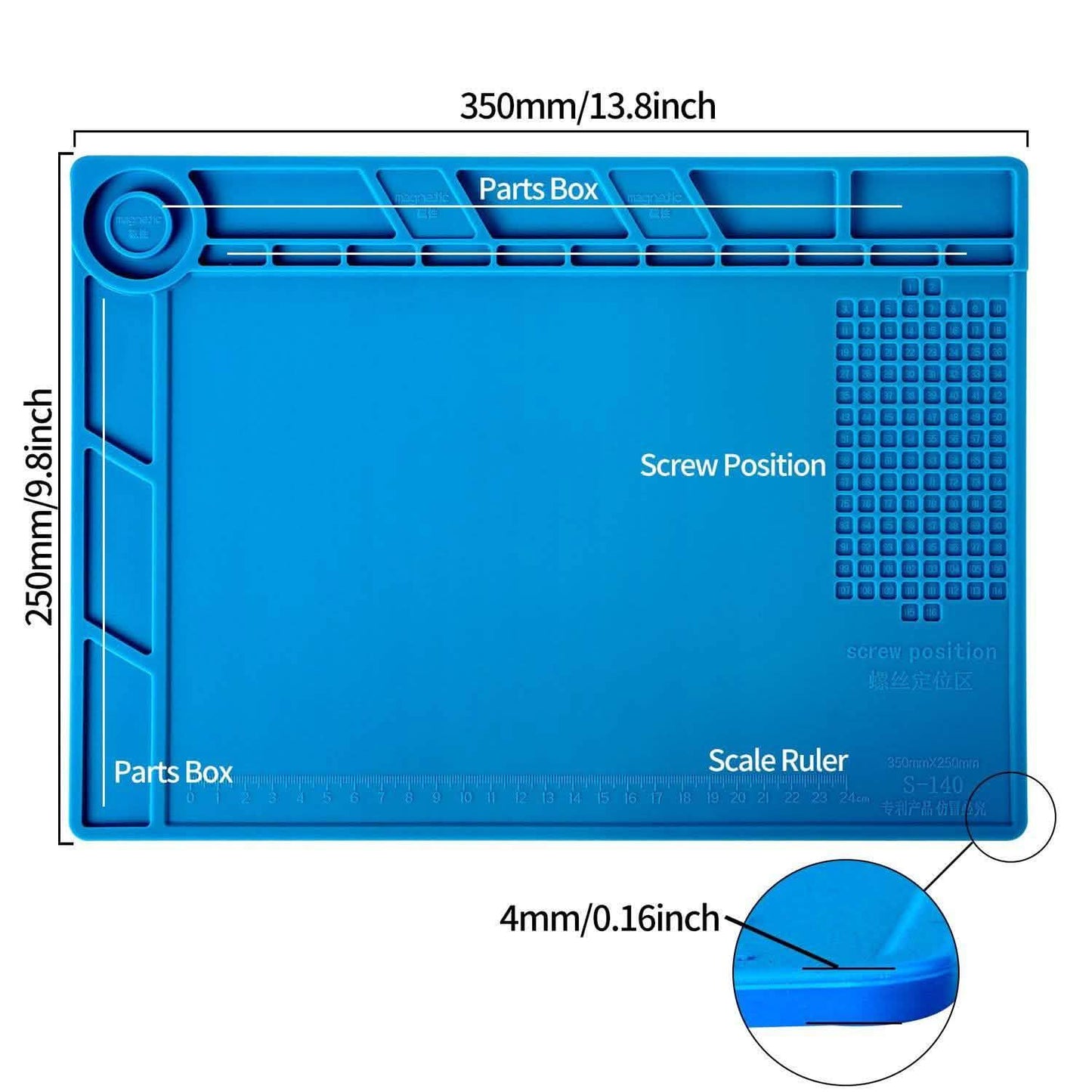 13.8" X 9.8" Magnetische Löt-Silikon-Wärmeisolationsmatte