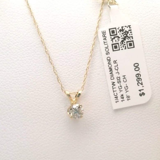 1/4 Karat Diamant Solitär-Anhänger Halskette aus 14K Gelbgold Massiv 45cm für 4000 $