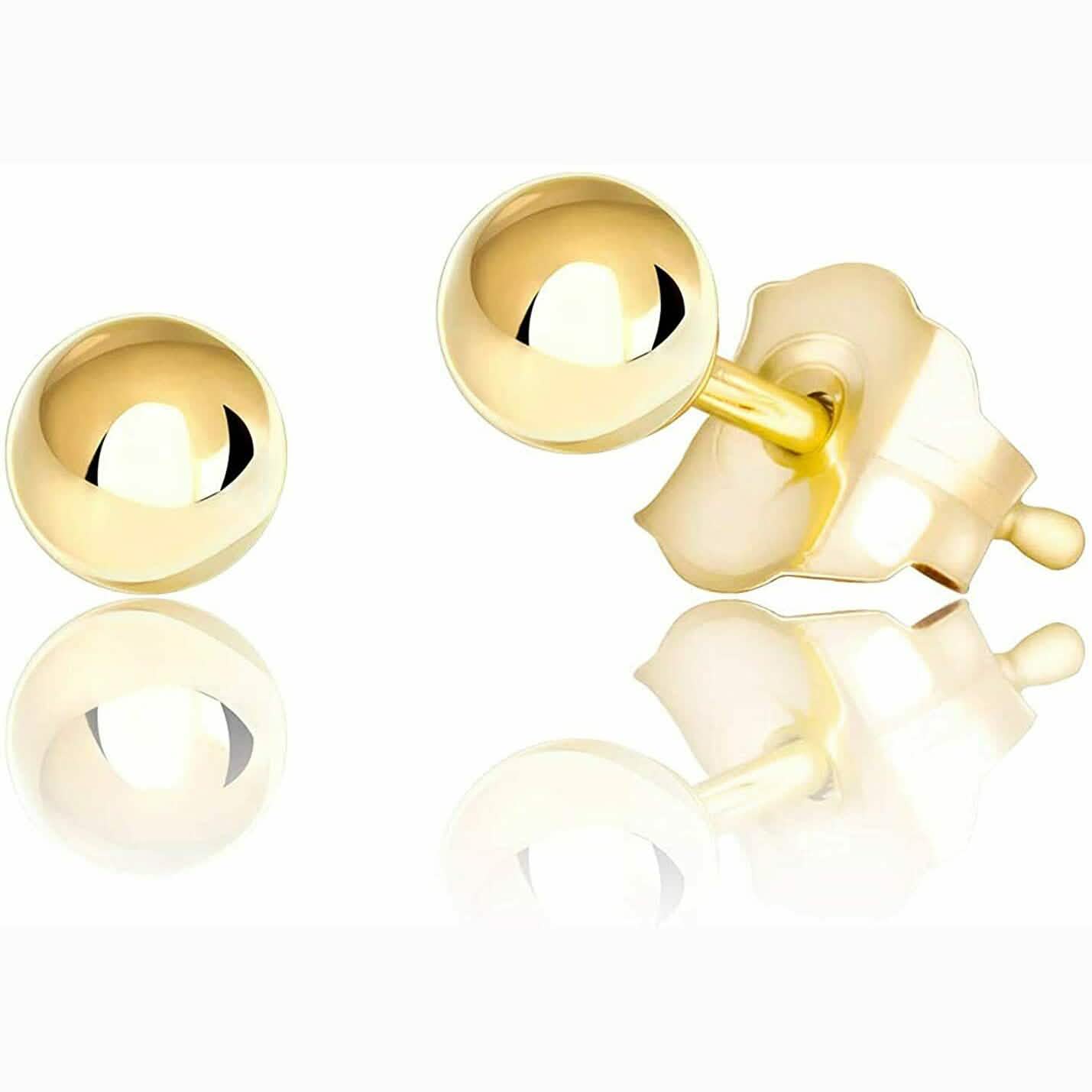14K Echte massive Gelbgold Kugelohrringe