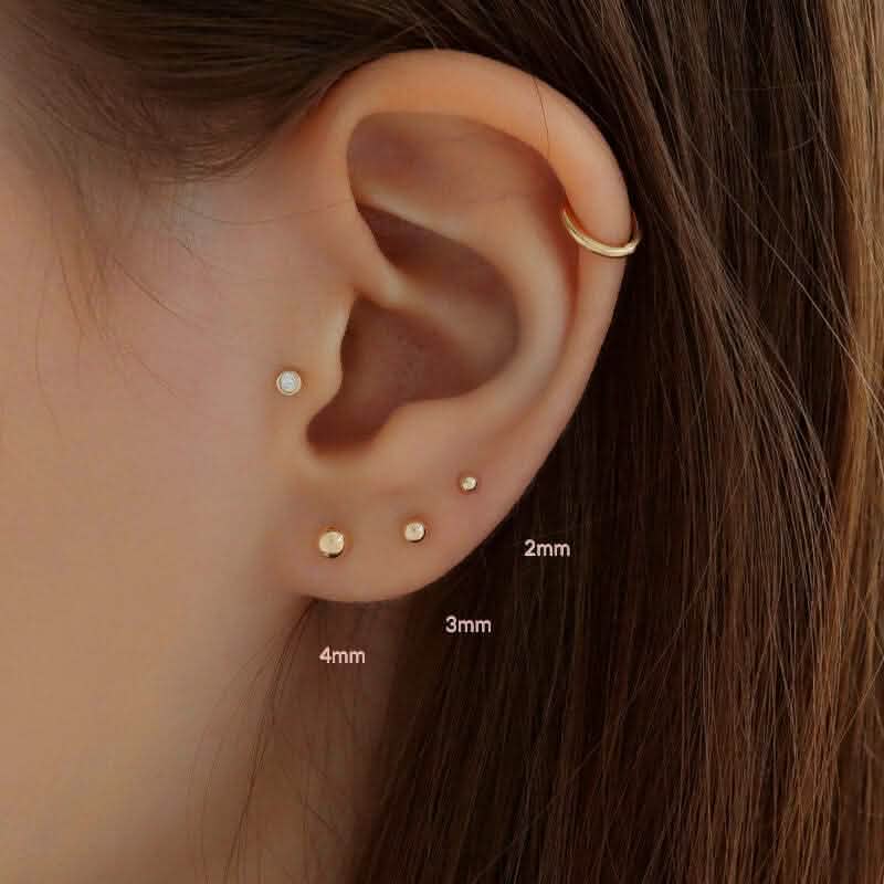 14K Echte massive Gelbgold Kugelohrringe