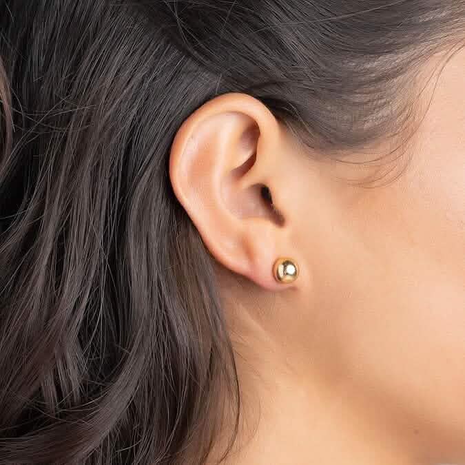 14k Gold Kugelohrstecker, Hochglanzpolierte Kugelstecker