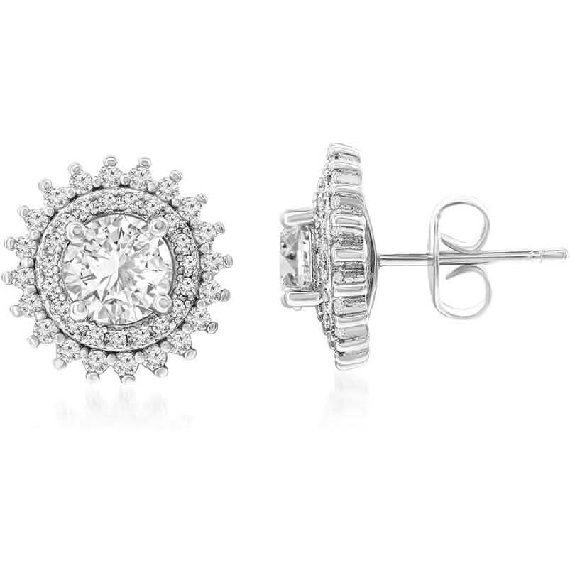 14 Karat vergoldete Messing-Ohrstecker mit 7 mm großem Zirkonia-Mittelstein