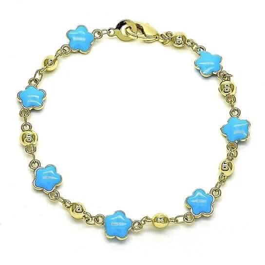 14K Gold Filled Armband mit Hochglanzpolitur und Emaille-Blumenmotiv