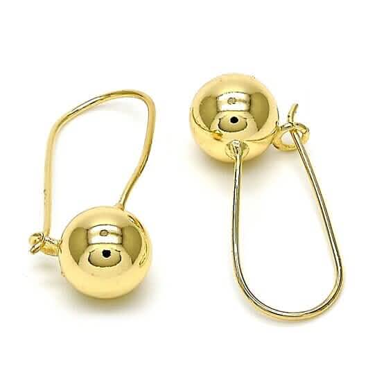 14K Gold Filled Ohrring mit hochglanzpoliertem Hebelverschluss, Kugelschliff, poliertes Finish, goldfarben