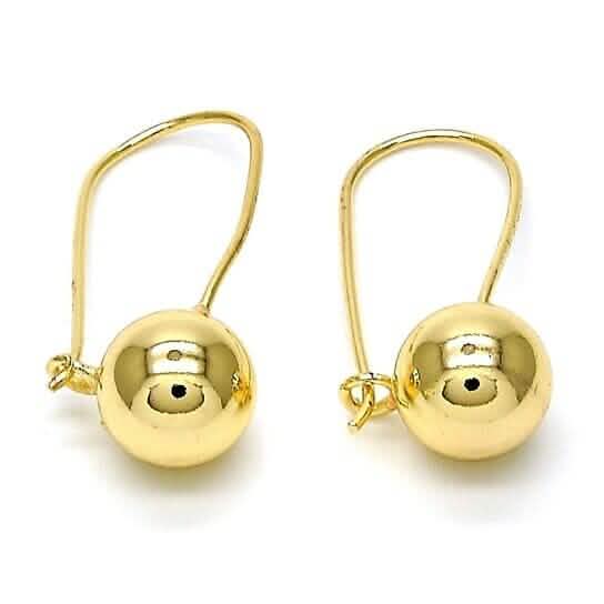 14K Gold Filled Ohrring mit hochglanzpoliertem Hebelverschluss, Kugelschliff, poliertes Finish, goldfarben