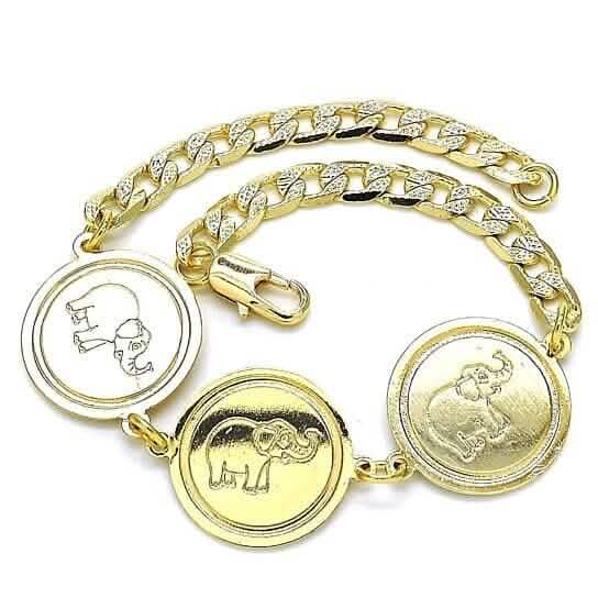 14K vergoldetes hochglanzpoliertes Cuban Curb Coin Armband