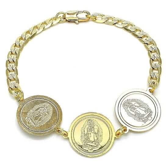 14K vergoldetes hochglanzpoliertes Cuban Curb Coin Armband