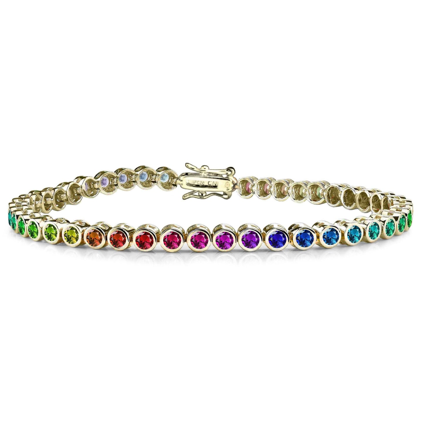 14K vergoldetes 3MM mehrfarbiges Tennisarmband