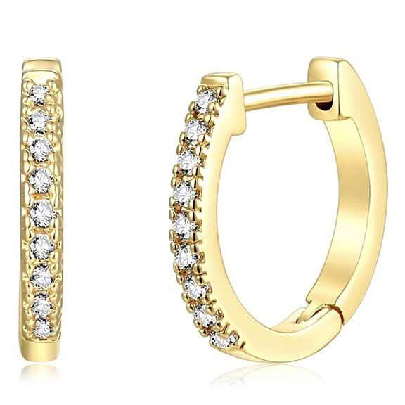 14K vergoldete Zirkonia-Cuff-Huggie-Ohrringe