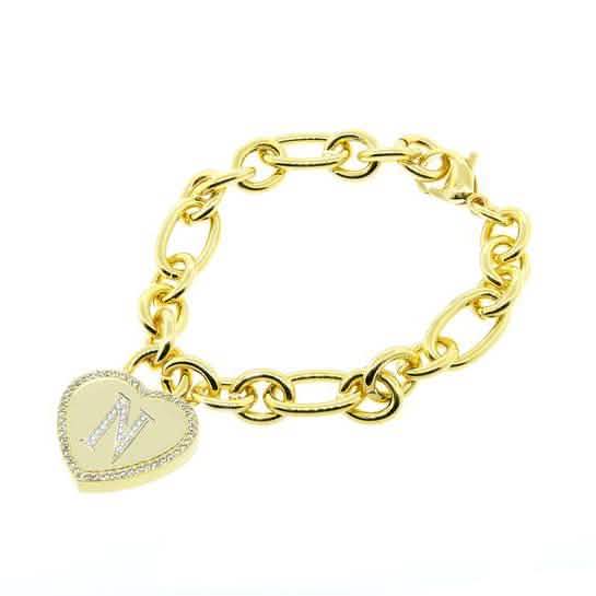 14K vergoldetes Herzarmband mit Initiale