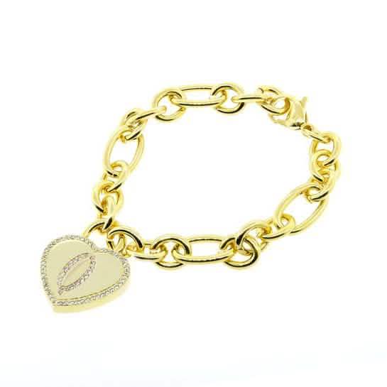 14K vergoldetes Herzarmband mit Initiale
