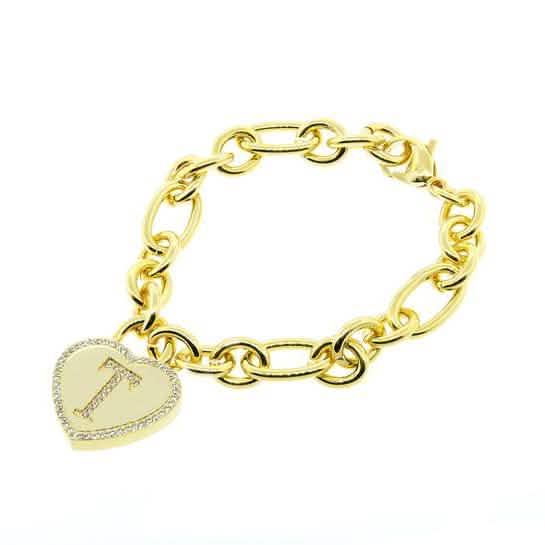 14K vergoldetes Herzarmband mit Initiale