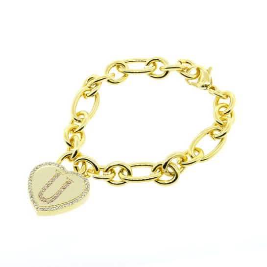 14K vergoldetes Herzarmband mit Initiale