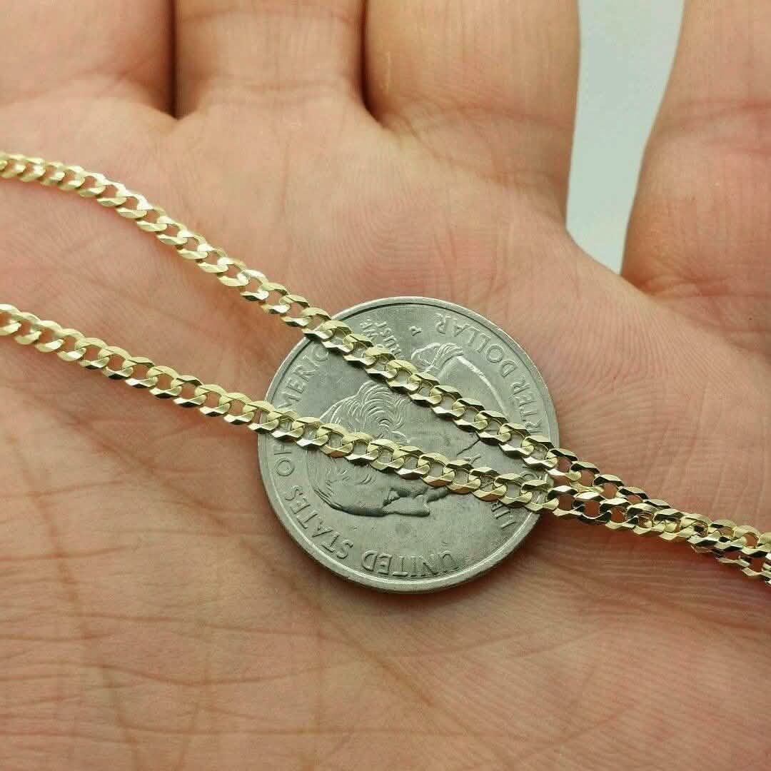 14k massiv Gelbgold Cuban Link Halskette – verschiedene Größen