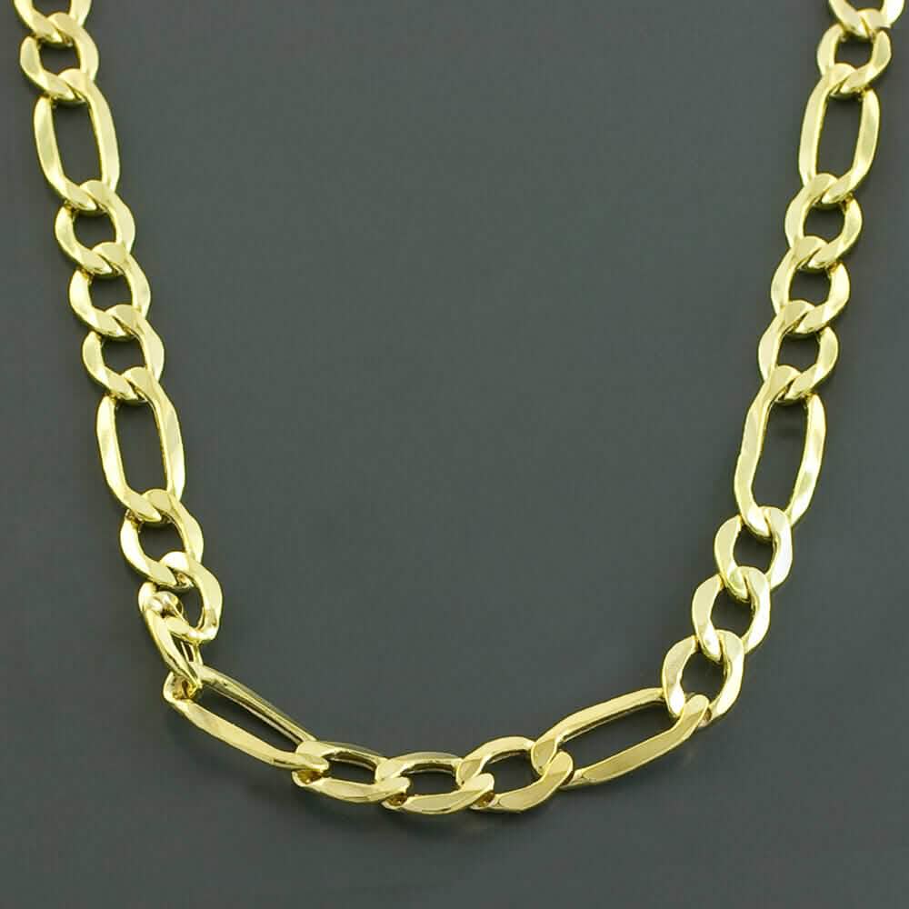 Halskette aus 14 Karat massivem Gelbgold, dicke Figarokette