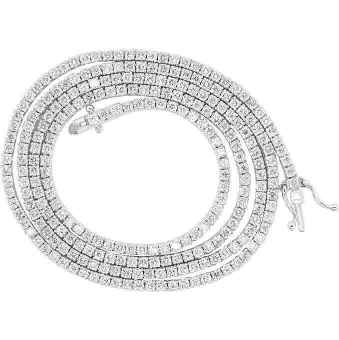 14k Weißgold 4,20 Karat Gesamtgewicht Naturdiamant Elegante Tennis-Halskette 16 Zoll