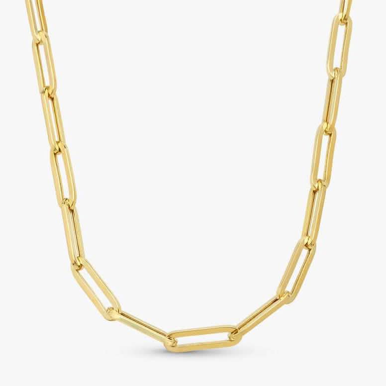 14 Karat Gelbgold 4mm Paperclip-Kettenhalskette