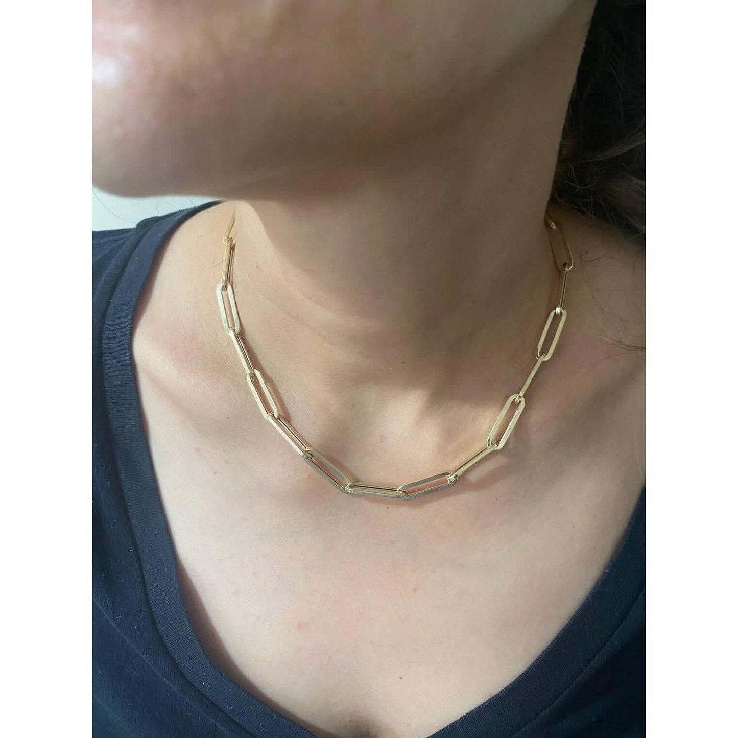 14 Karat Gelbgold 4mm Paperclip-Kettenhalskette