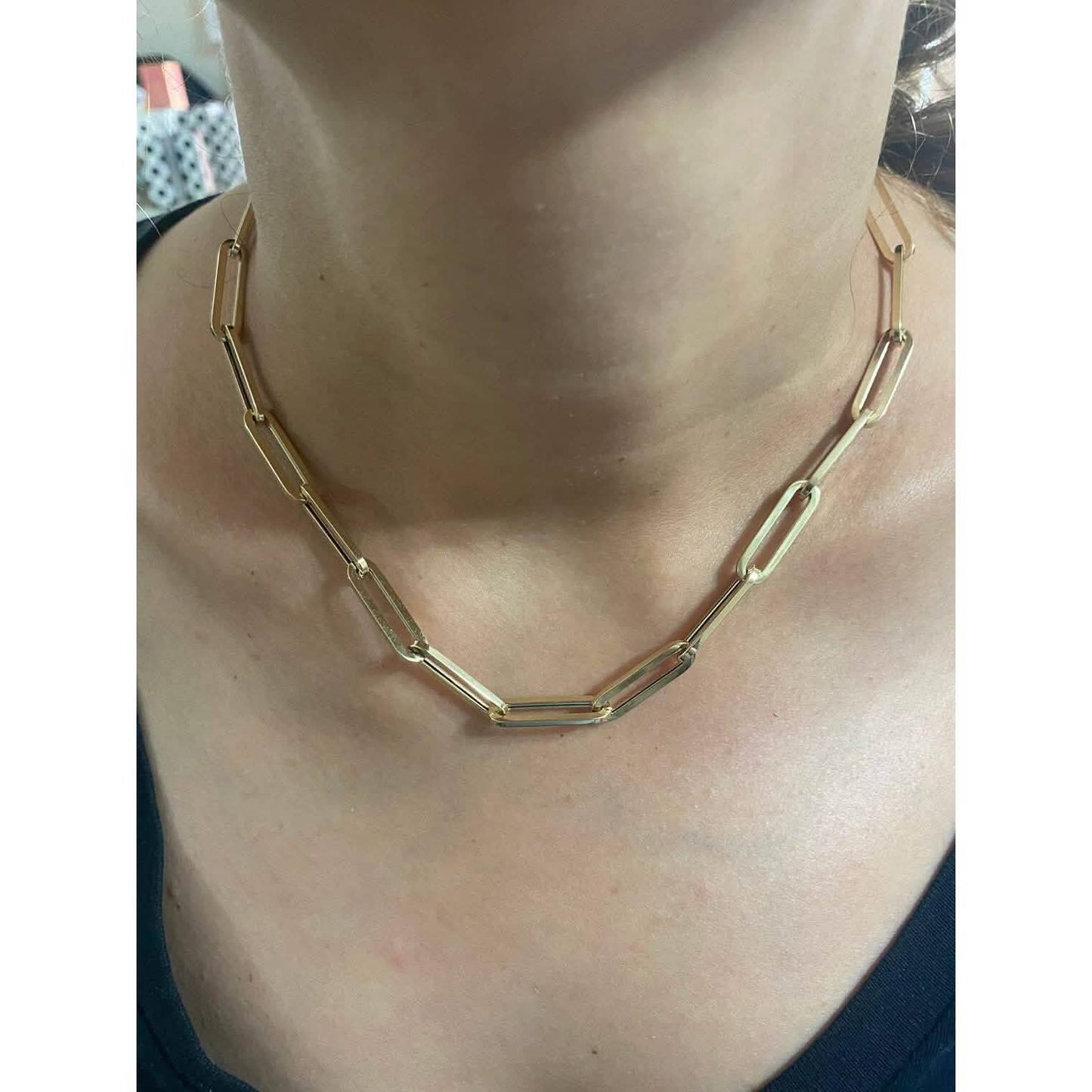 14 Karat Gelbgold 4mm Paperclip-Kettenhalskette