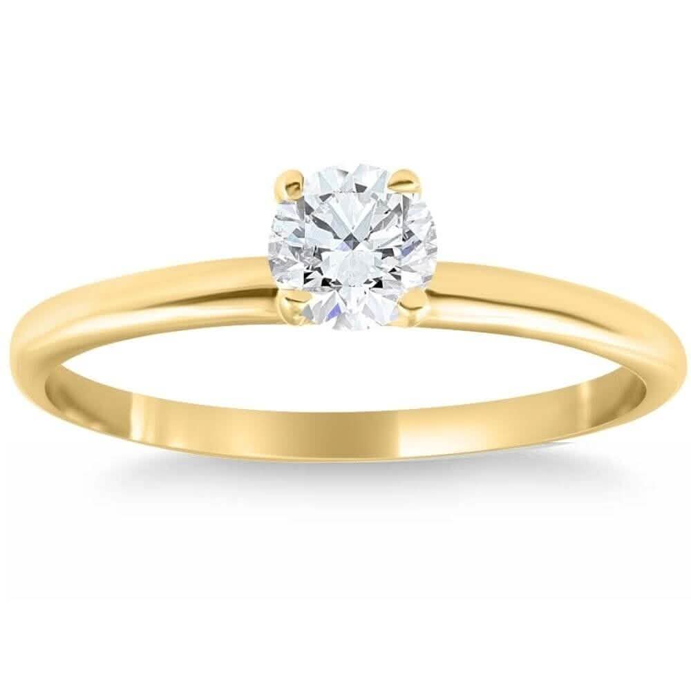 14 Karat Gelbgold 5/8 Karat runder Solitär-Diamant-Verlobungsring Hochglanzpoliert