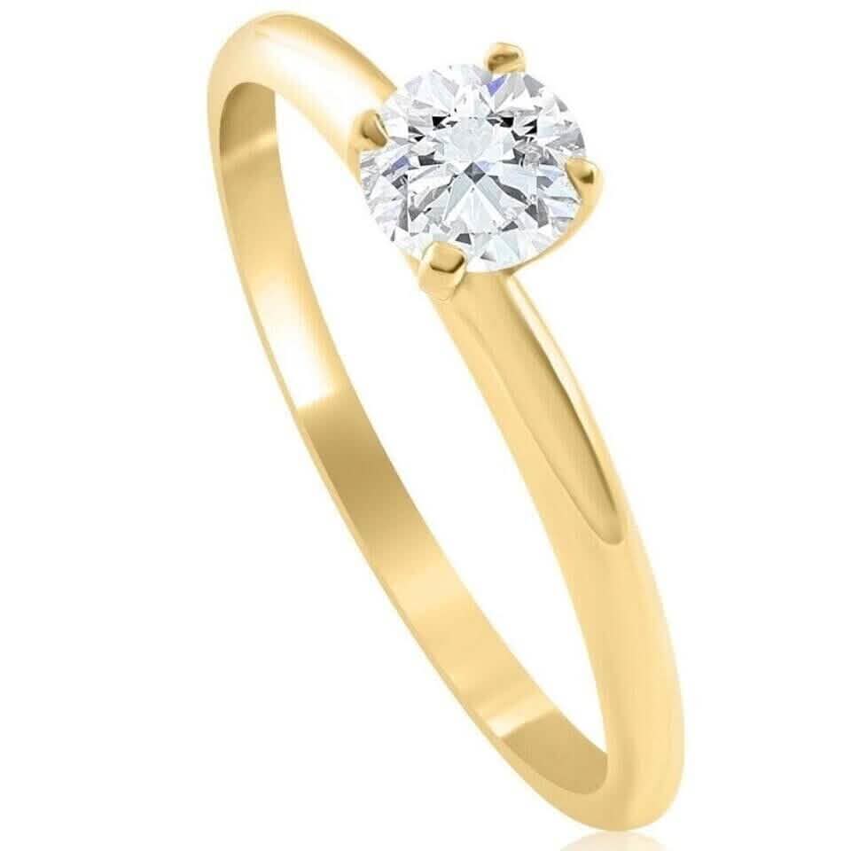 14 Karat Gelbgold 5/8 Karat runder Solitär-Diamant-Verlobungsring Hochglanzpoliert