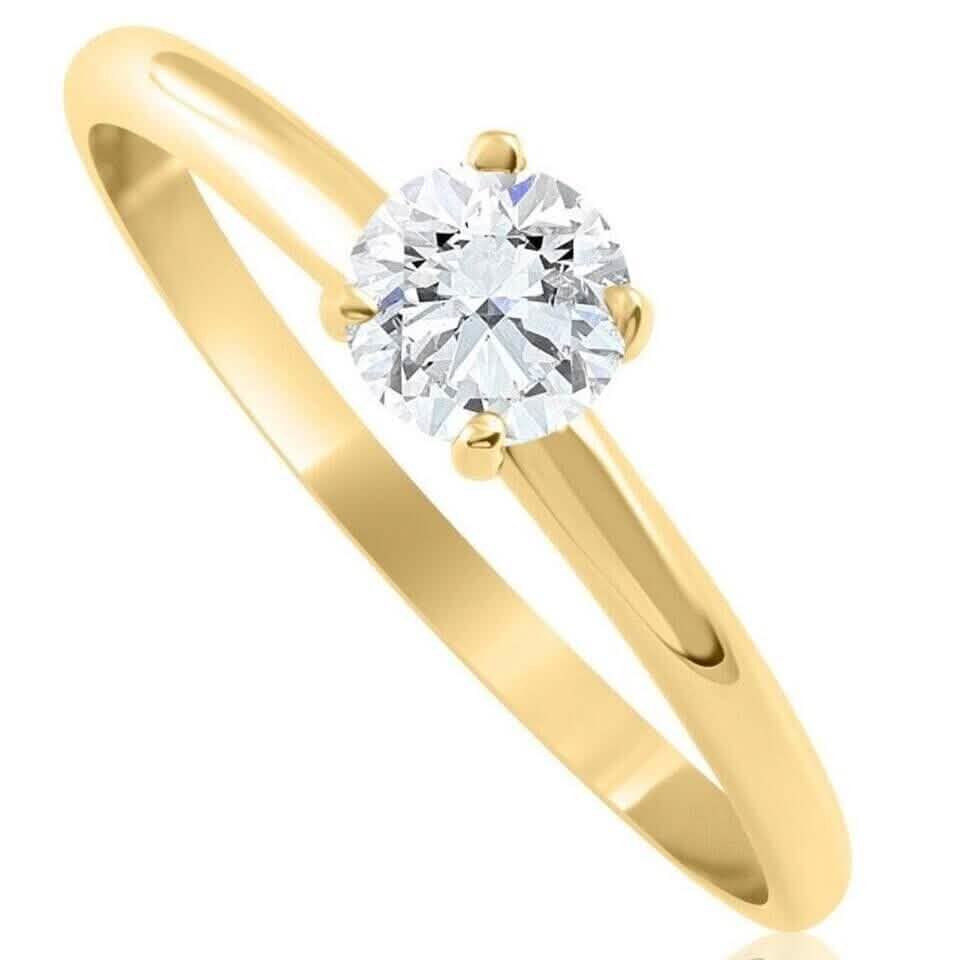 14 Karat Gelbgold 5/8 Karat runder Solitär-Diamant-Verlobungsring Hochglanzpoliert